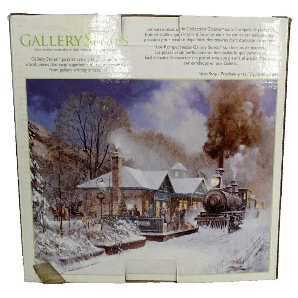 MEGA  Gallery Series 1000 piece wooden puzzle NEXT STOP winter train station